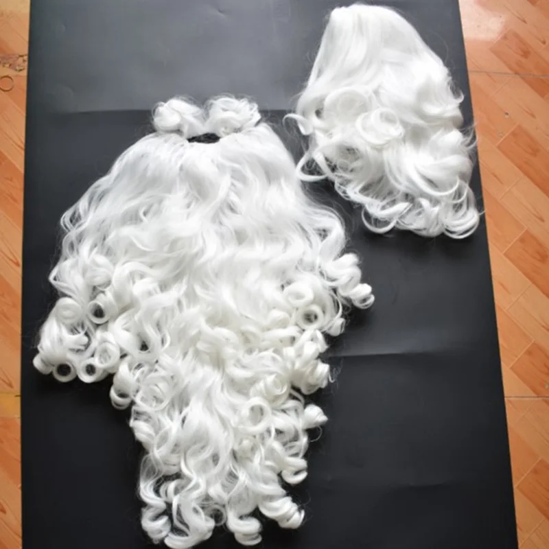 Coshome Santa Claus Wig White Long Cosplay Wigs And Moustache Christmas Party Costume Accessories For Adult (4)