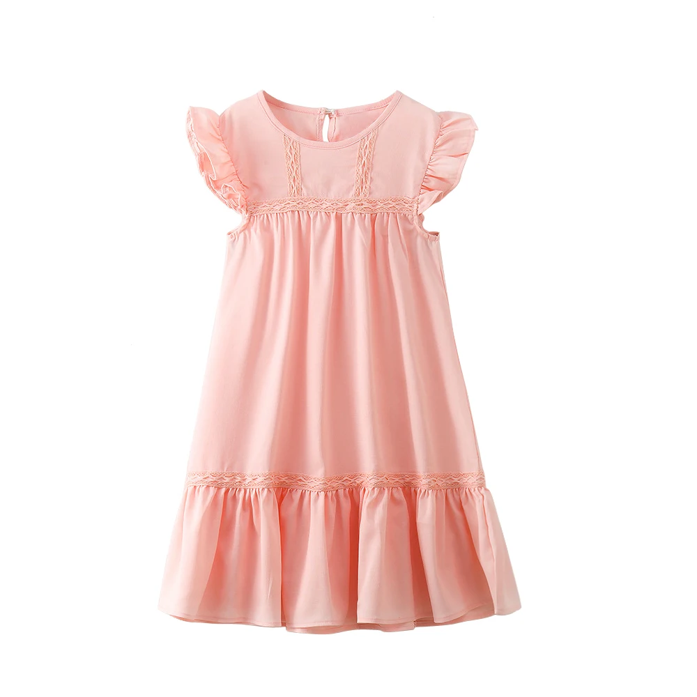 

4 - 14 yrs girls pink cotton ruffle elegant princess dress party frocks kids dresses 2019 korean style summer big girls clothes