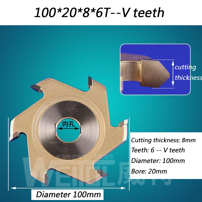 100 мм 8 зубов TCT канавок 6 зубов щелевой резак " Фрезерные фрезы по дереву отверстие: 20 мм толщина резки 8 или 10 мм
