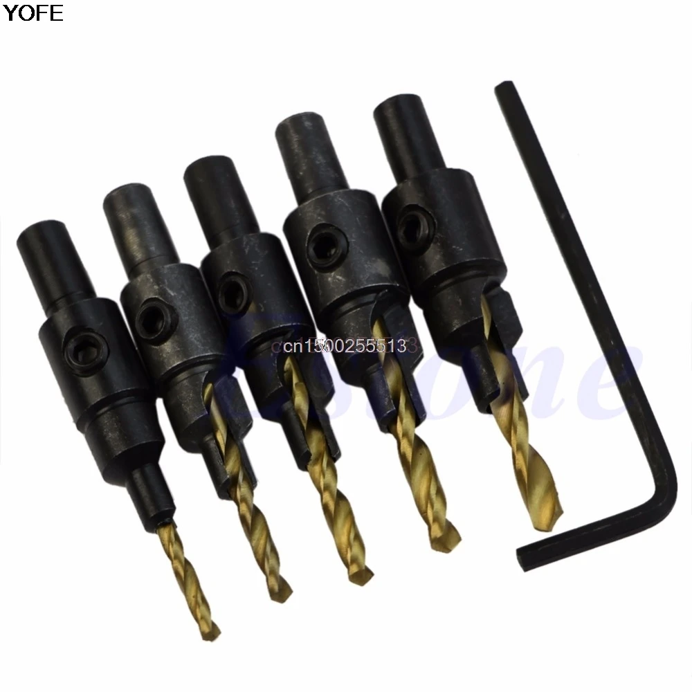 4Pieces Carpentry Countersink Drill Bit Set Woodworking Tools #6 8 10 12