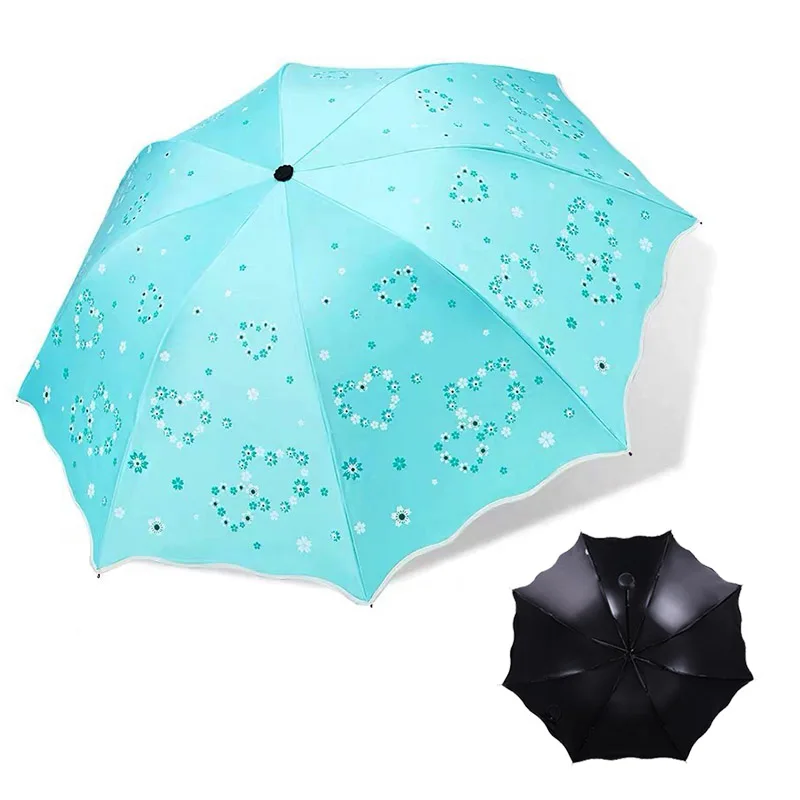 Качественный складной зонтик для женщин, брендовый, для путешествий, анти-УФ, ветрозащитный, дождевик, цветок, модификация, женский, солнцезащитный, для девочек, зонтик, карманные зонтики - Цвет: 33533 Blue-green