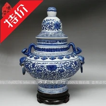 Керамика синий и белый фарфор Античный синий и белый фарфоровая ваза интерауральная бутылка для дома