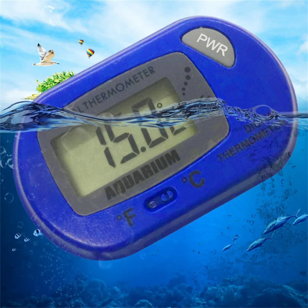 Мини аквариум воды погружной водонепроницаемый цифровой светодиод термометр маленький сенсор Проводной синий/черный/желтый