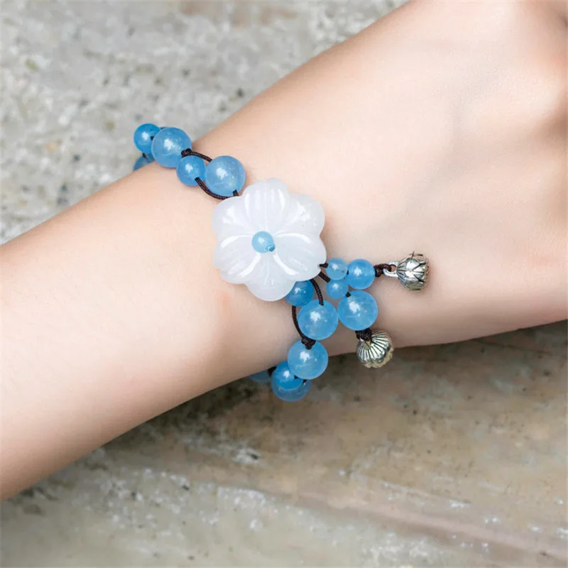 

women bracelet DIY blue cloisonne beaded tibetan silver chain fashion vintage jewelry accessories charm bracelets bangles BS57