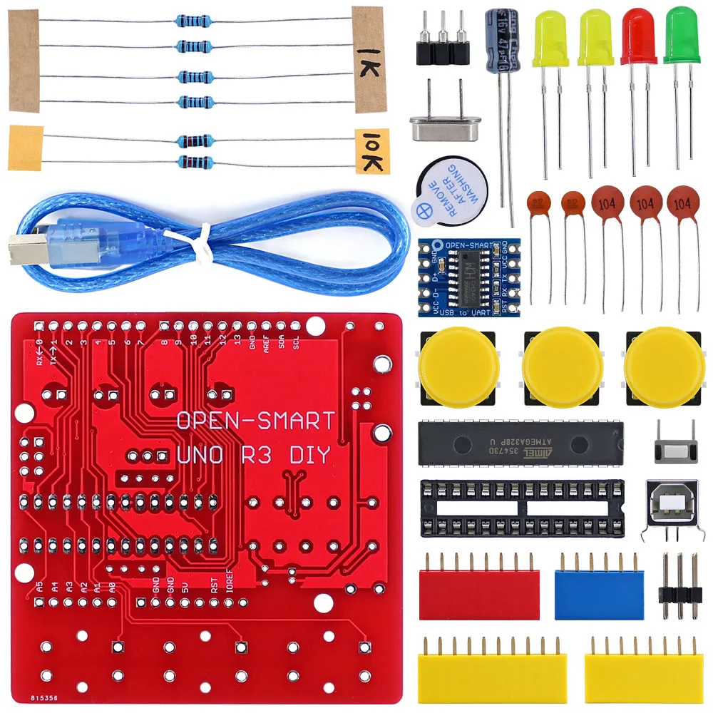 Плата разработки OPEN SMART UNO R3 DIY ATmega328P драйвер CH340 комплект деталей для пайки с