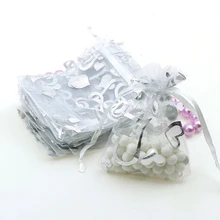 Lot de 100 pochettes en Organza bronze argent 7x9cm, sacs cadeaux d'anniversaire bon marché pour emballage de bijoux, vente en gros