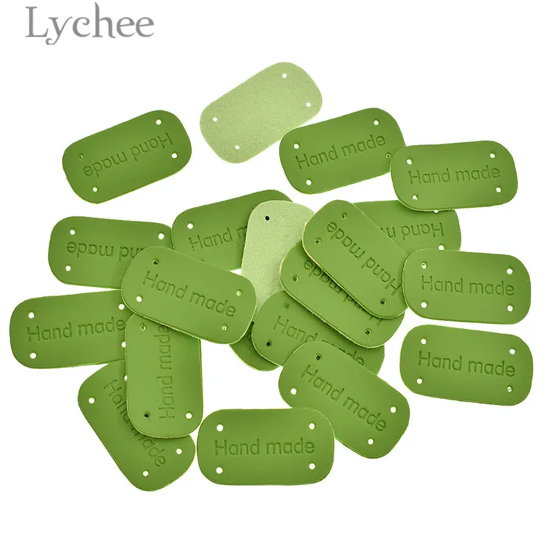Lychee Life 20 шт. бирки из искусственной кожи ручной работы прямоугольная этикетка с