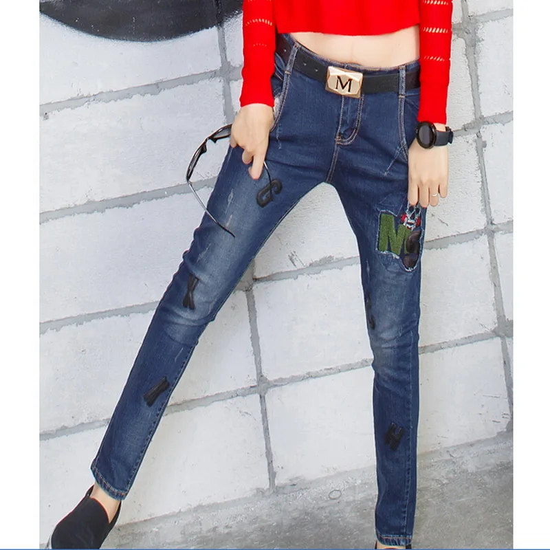 

2017 New Spring Denim Elastic Women's trousers Women Jeans Slim Casual pencil Full Pants Vintage Ladies Foot Haren pants 26-31