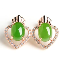 Натуральный зеленый бийу шпинат яичная лапша с 925 Tremella Nail и tian Yu серьги с настоящим сертификатом любви