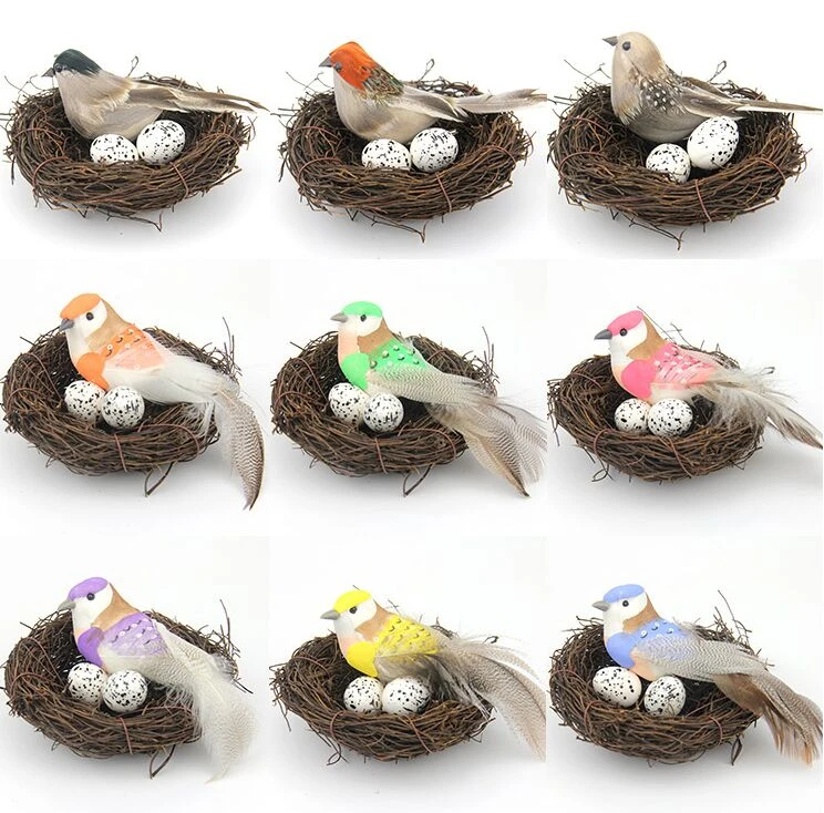 Simulation D Oiseau En Mousse Plume Nid Petit œuf D Hirondelle Moineau Ornement Couleur Accessoire De Collection Aliexpress