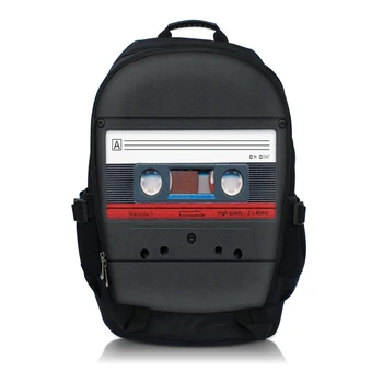 

Cassette Print Laptop Backpack School Book Backpack Travel Bag Up To 15.6" Laptop