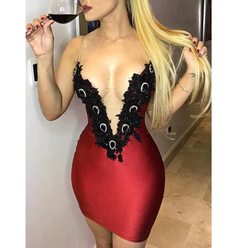 

New Arrival Ladies HL Bandage Dress Strap Sexy V-Neck Bodycon Mini Dress Club Party Dress Wholesale