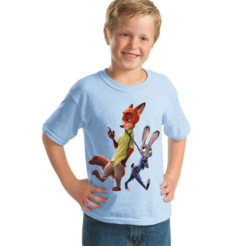 

Memon Cute Cartoon Fox and Rabbit 3D Prints children's cotton t-shirts Short sleeves Round Neck Kids Cloth