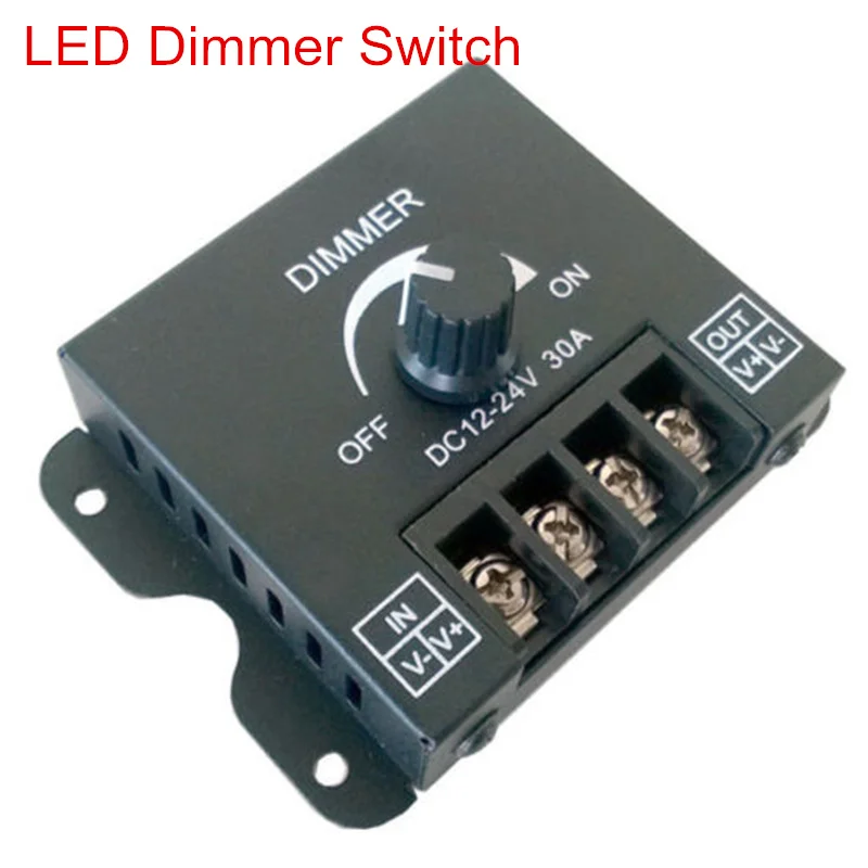LED диммер DC12-24V 30A 360 Вт Регулируемый Яркость лампы Газа Драйвер один Цвет свет Питание контроллер 5050 3528
