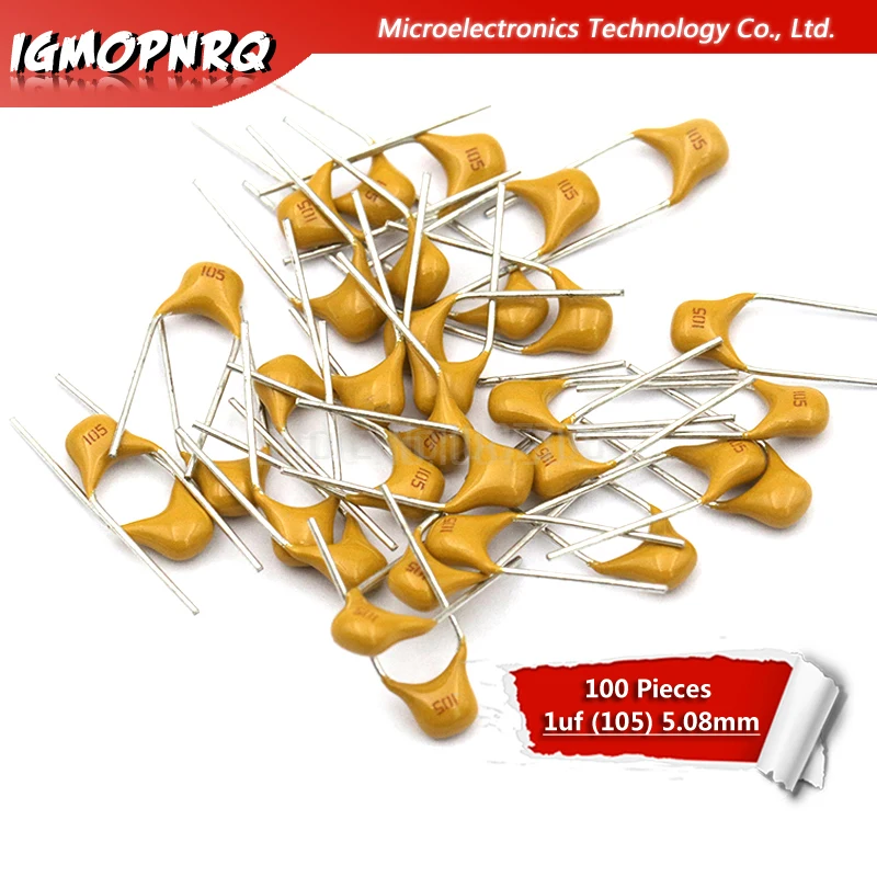 

100Pcs monolithic capacitor 1uf 105 50V 10% Pitch 5.08MM ceramic capacitor 0805