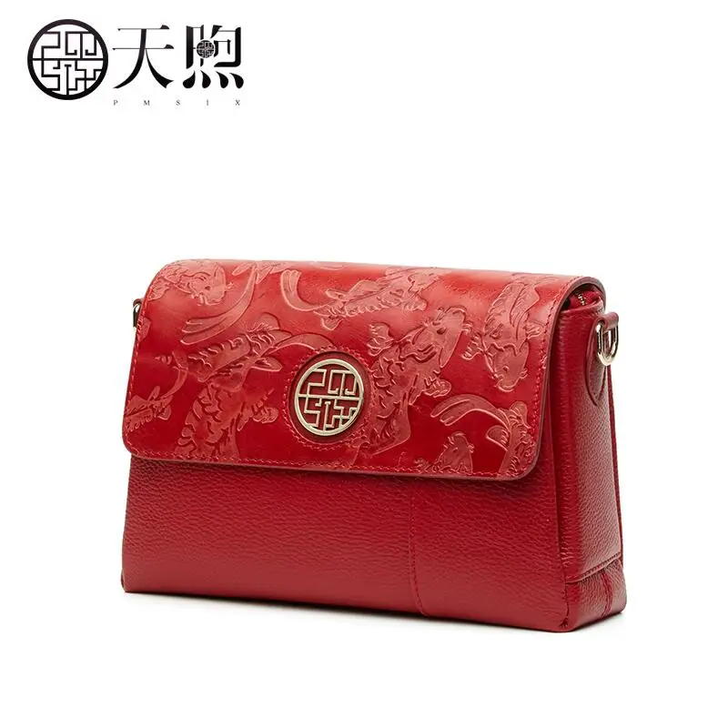 

Pmsix high quality fashion luxury brand bucket bag Messenger bag female 2018 new leather retro fashion atmosphere handbags shoul