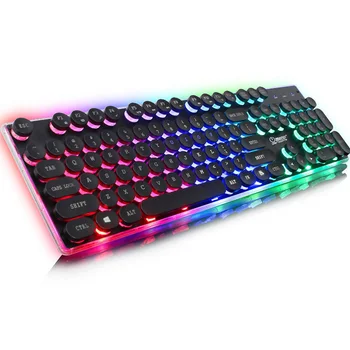 

Wired USB Game Mouse Keyboard Set Gaming Keyboard 3 Color Backlit English Keyboard Punk Key Cap Cable Game Keyboard and Mouse
