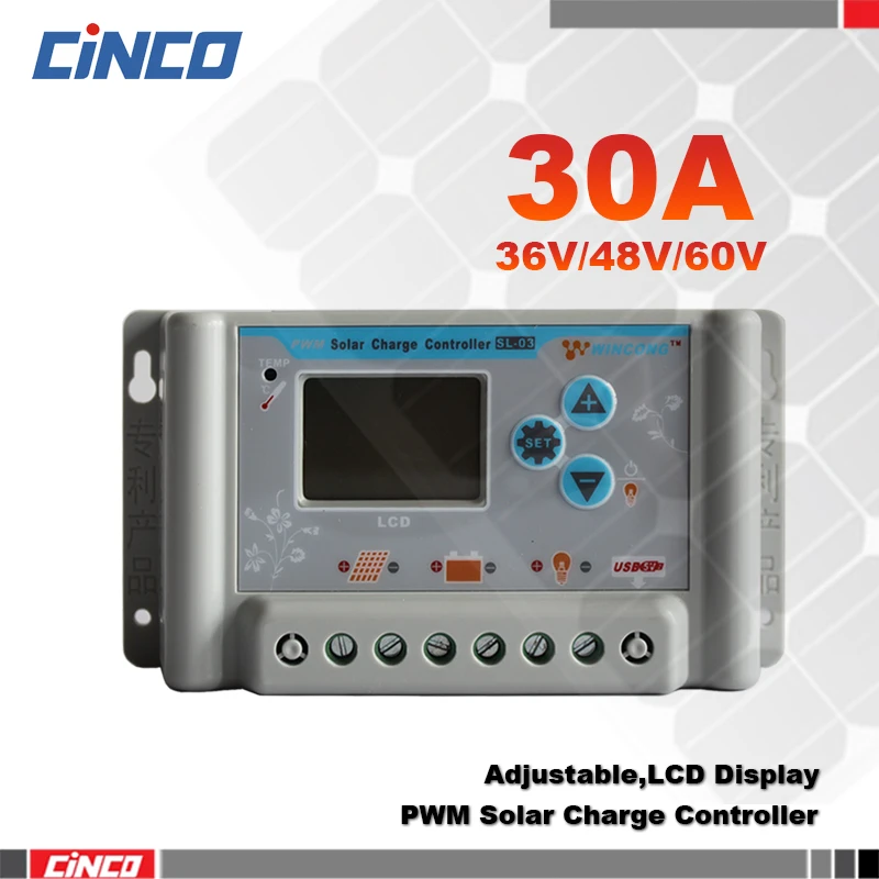 

SL03-4830A 36V/48V/60V Solar Charge controller connected mono poly solar panel charge to lithium battery PWM solar controller