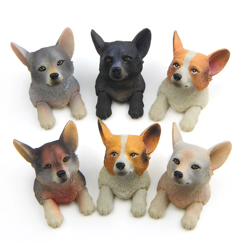 

6pcs/lot France Bulldog Corgi Fridge Magnet Japanes Kawai Zakka Puppy Action Figure Toys Resin Figures Toys Home Decor Ornaments