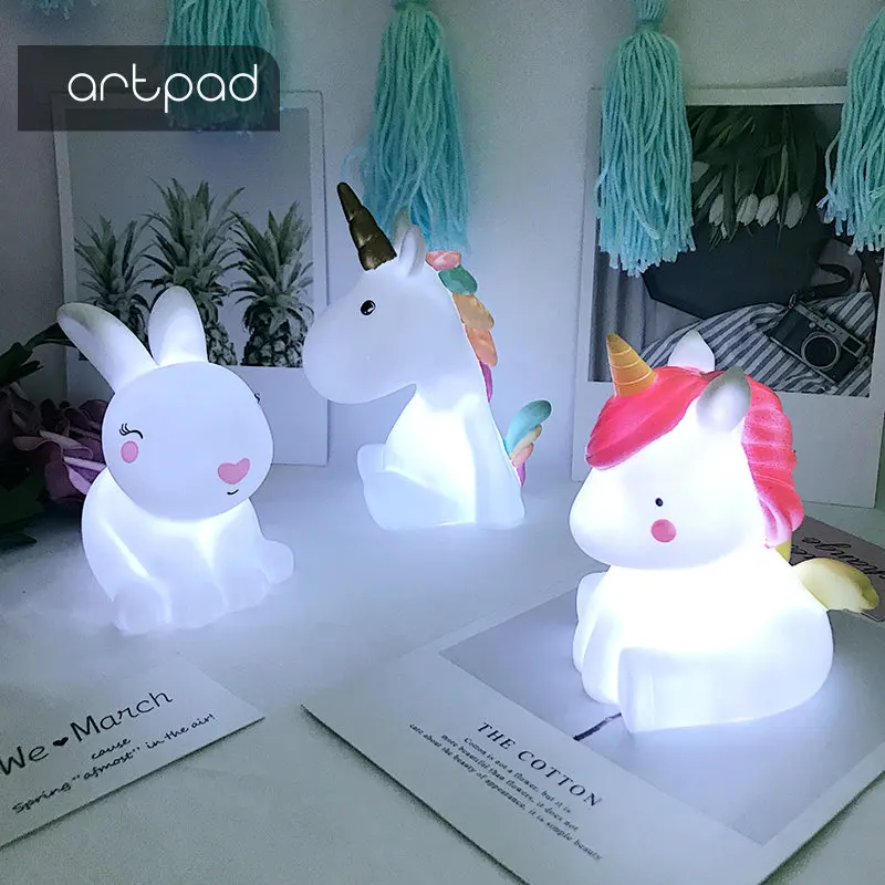 

Artpad Baby Night Light LED Unicorn Shape Lamp Mood Light Baby Nursery Christmas Lamp For Children Gift Bedroom Decor Night Lamp