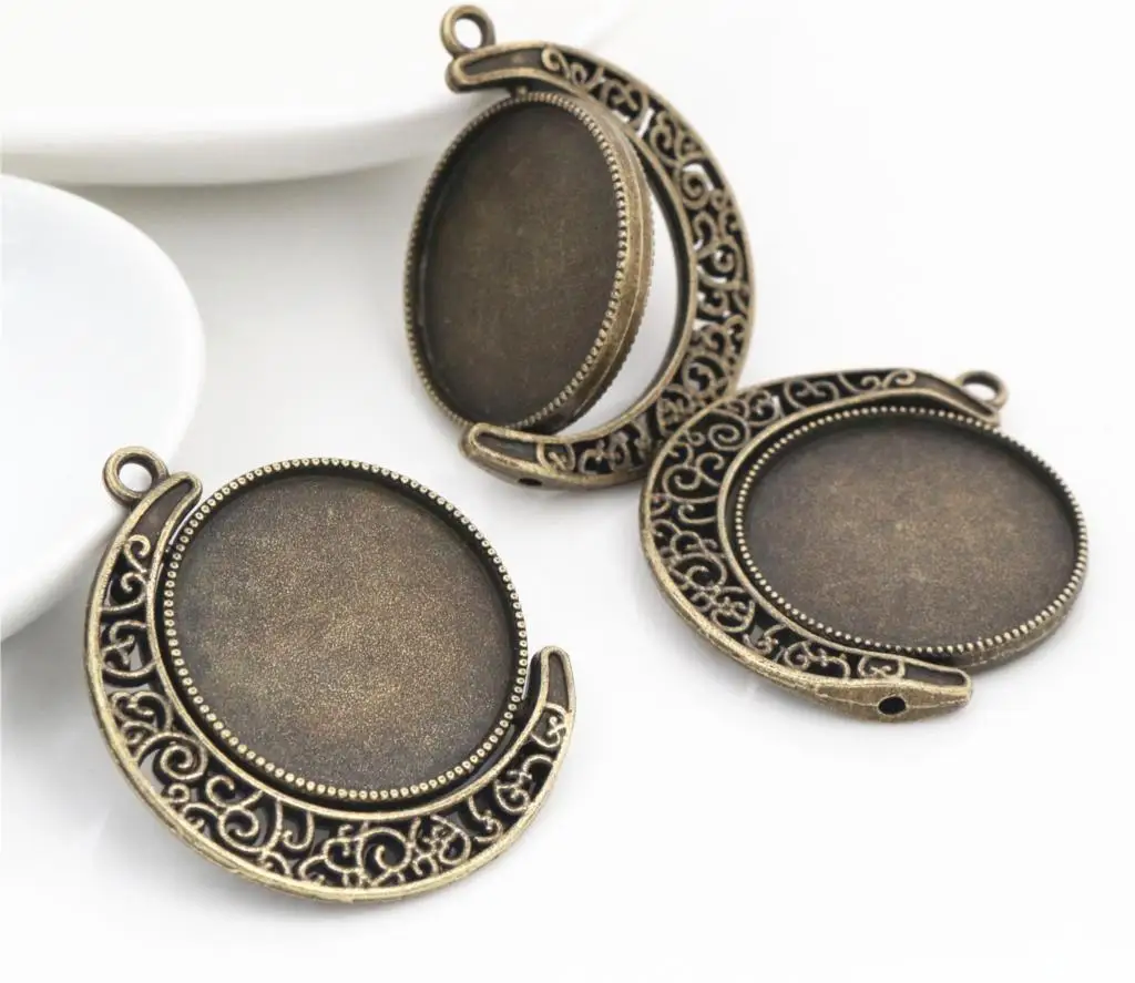 

New Fashion 3pcs 25mm Inner Size Antique Silver Cool Style Cabochon Base Setting Charms Pendant (A6-28)