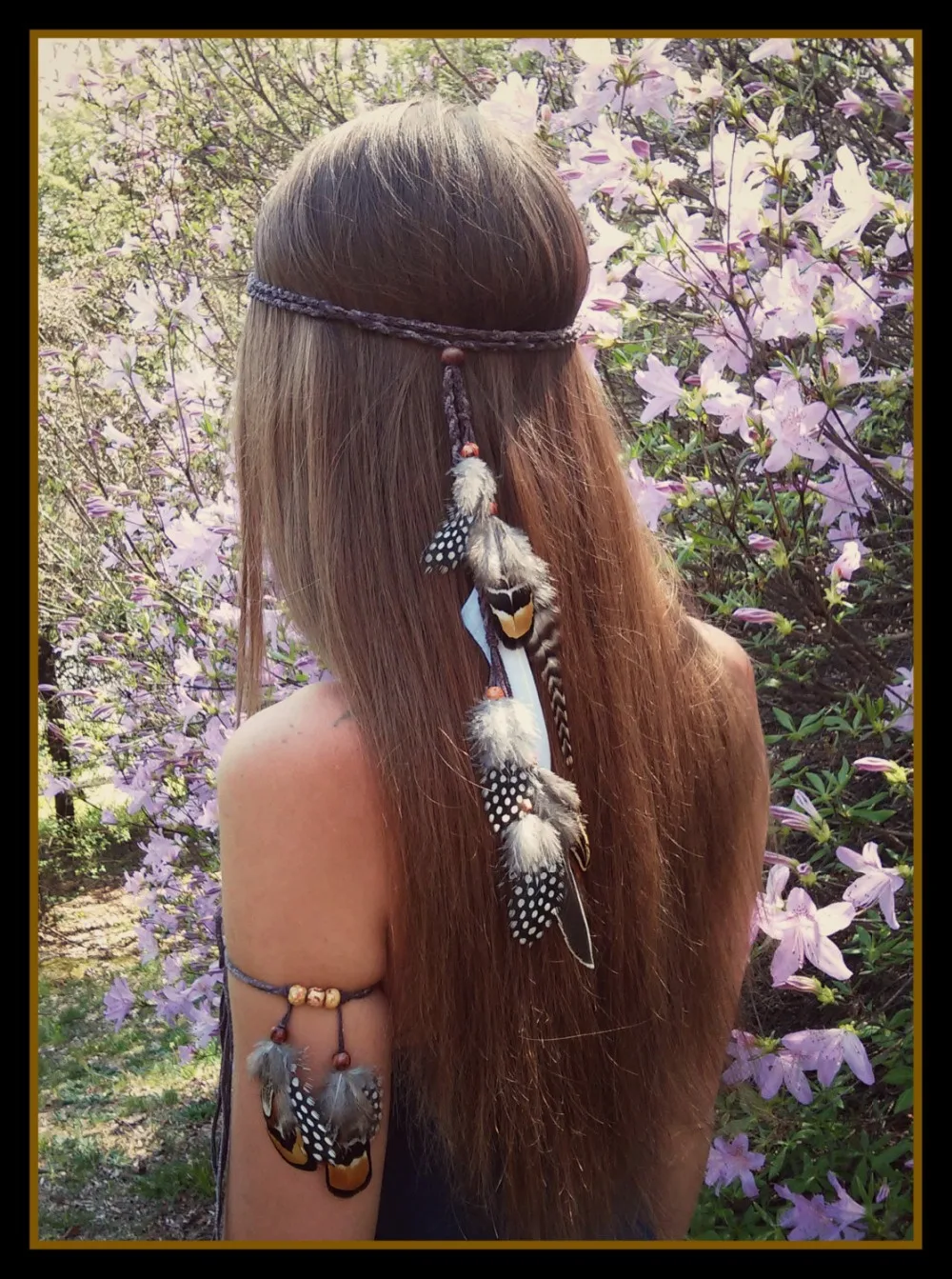 

Indian Handmade Tribal Hair Feather Stone Rope Head pieces Gypsy Beautiful Boho Headband Hairband Armlet Hippie Jewelry Sets