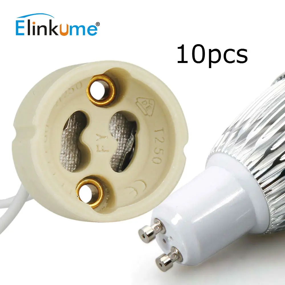 Elinkume 10pcs GU10 Ceramic Lamp Base Lamp Holder Head GU10 Socket For