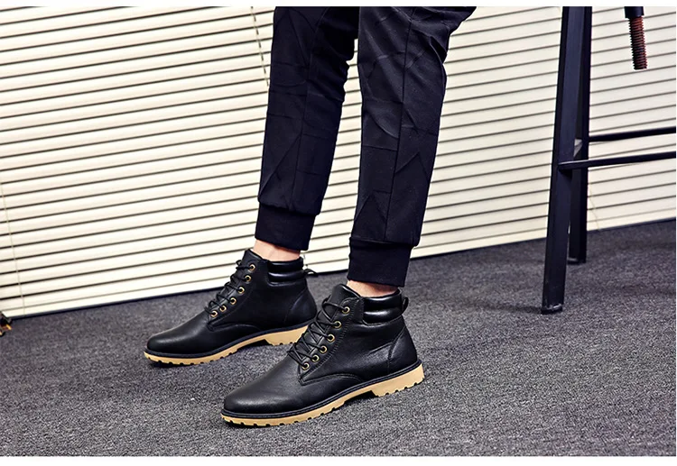 2018 new Genuine Leather Men Boots Autumn Winter Ankle Boots Fashion Footwear Lace Up Shoes Men High Quality Vintage Men Shoes (7)
