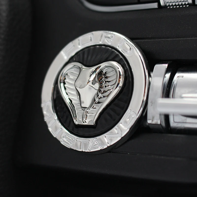 

QHCP Car Engine Start/Stop Switch Button Cover Trim Keyless Cobra Cover Interior Moulding for Ford Mustang 2015+ Free Shipping