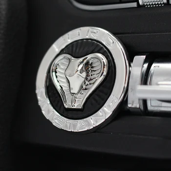 

QHCP Car Engine Start/Stop Switch Button Cover Trim Keyless Cobra Cover Interior Moulding for Ford Mustang 2015+ Free Shipping