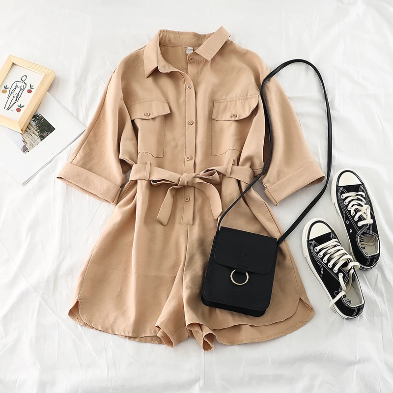 

2019 new fashion women's rompers Retro fashion jumpsuit temperament loose wide leg leisure H080