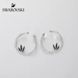 Оригинальный подлинный Swarovski стойка бамбуковые элегантных бамбуковых лист формы серьги женские сережки женские серьги в виде колец, 5409643