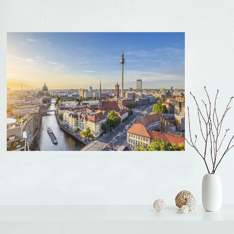 

2018 New arrival Custom Berlin Canvas Painting Poster Home Decor Cloth Fabric Wall Art Poster for Living Room