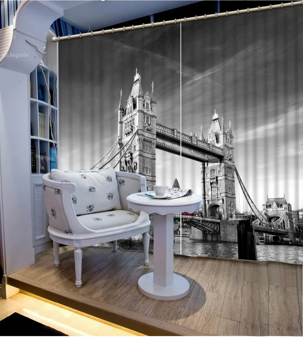 

Bridge Curtains For Bedroom Blackout 3D Curtain Beautiful Photo Customize Size 3D Living Room 3D Curtains