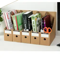 Творческий 5 шт. Жесткий Бумага файл настольная коробка для хранения Kraft бумага офис Настольный для обучения организатор ящик набор для