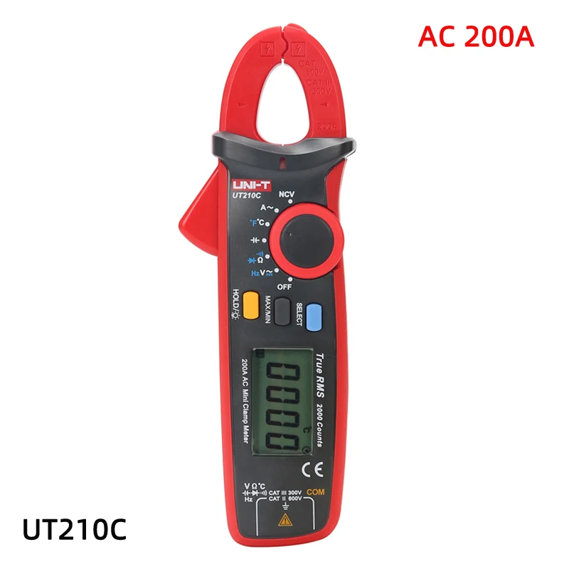 UNI-T UT210A/UT210B/UT210C/UT210D/UT210E мини-клещи; Автоматический диапазон амперметр/VFC/NCV/температурный тест - Цвет: UT210C