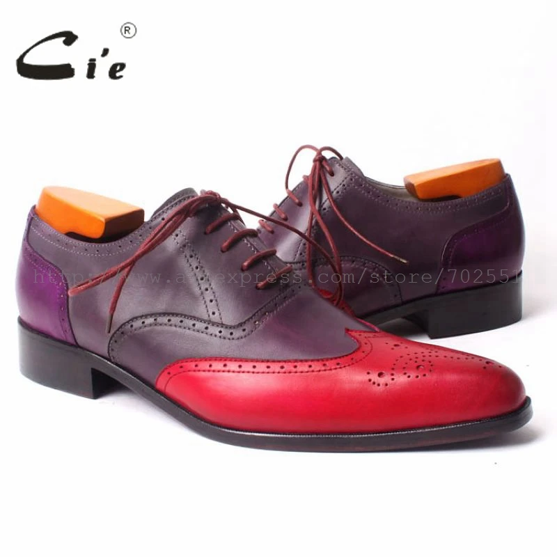

cie Pointed Wing-tips Full Brogues Lace-up Oxford Mixed Colors 100%Genuine Calf Leather Bottome Outsole Breathable Men ShoeOX302