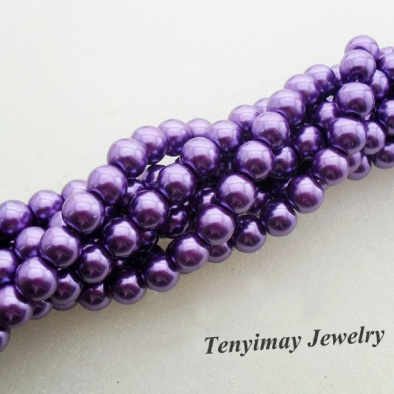 

Wholesale 5 Strands 85cm/Strand 8mm Pale Purple Glass Imitation Pearl Beads, Glass Pearl Findings Free Shipping