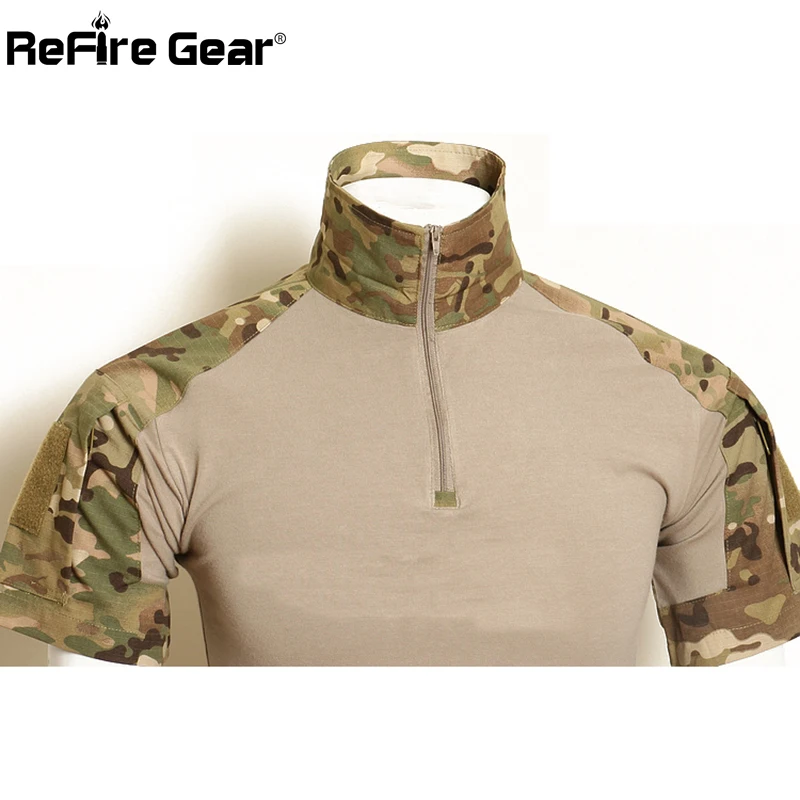 Refire gear летняя камуфляжная армейская боевая рубашка мужская Военная тактическая рубашка поло США страйкбольная камуфляжная рубашка поло с коротким рукавом