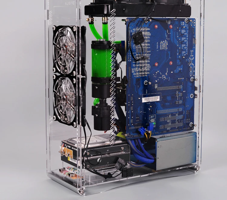 QDIY PC-A006SM MicroATX прозрачный акриловый чехол для компьютера PC чехол с водяным охлаждением игровой плеер акриловый чехол для компьютера