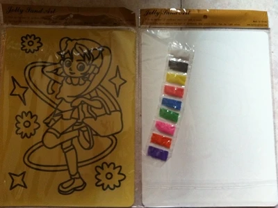 Песок искусства комплект для детей 20x28 см желтая наклейка карту с 9 пакета(ов) цветного песка(около 1 г каждого цвета