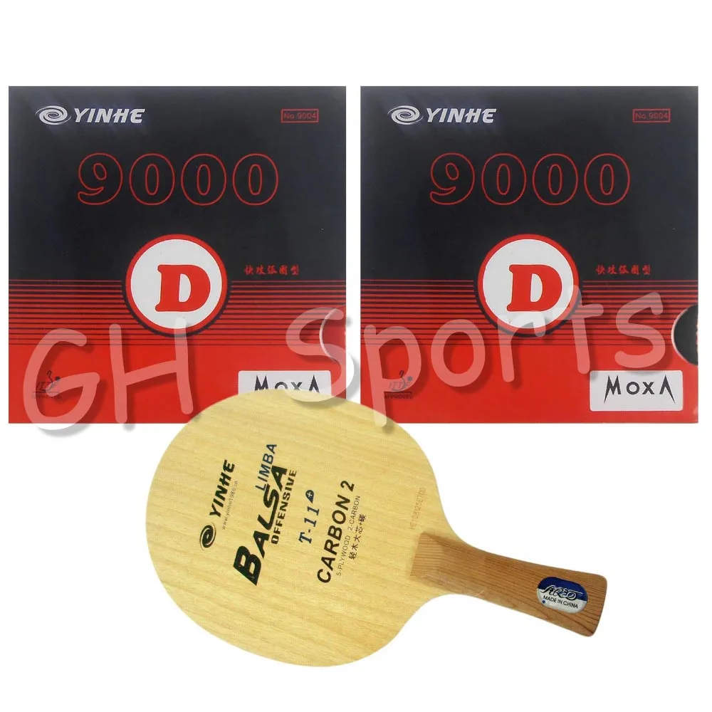 Pro настольным теннисом Combo ракетки: Galaxy YINHE T-11 + с 2x 9000D настольным теннисом Резиновая для пинг-понг