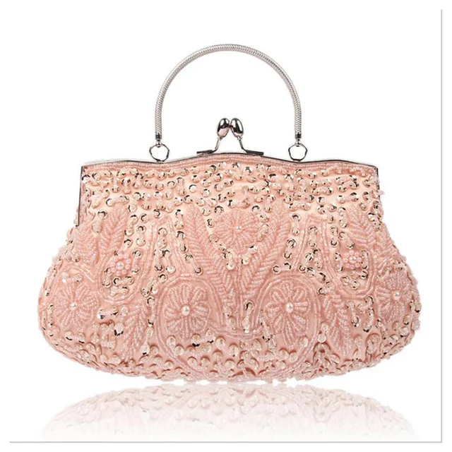 Brown Designers Evening Bags Women Bag Retro Satin Embroidered Evening Bag Fashion beaded dress