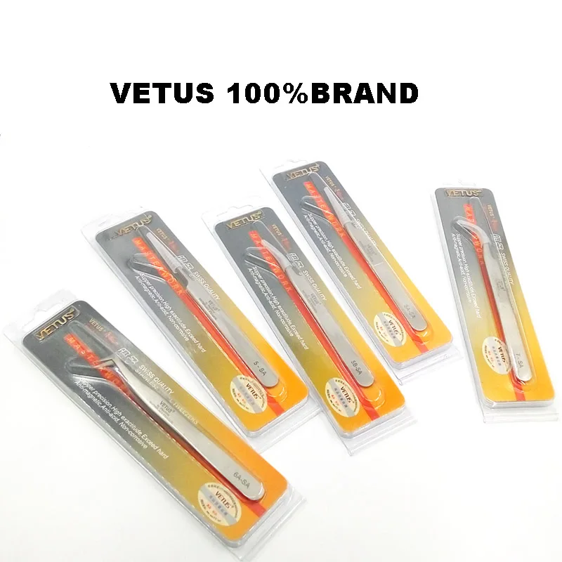 

100% VETUS Eyelash Tweezers Eyelash Extension Tweezers Stainless Steel Applicator Tool Best Quality Eyelashes Tweezers