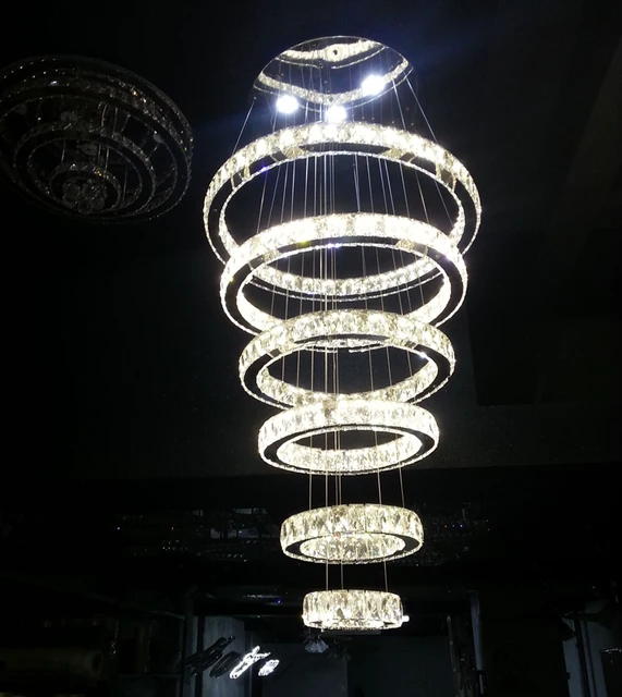 Modern Contemporary Large Crystal Circle 6 Rings Chandelier Luxry Modern Contemporary Large Crystal Circle 6 Rings Chandelier Luxry Suspension Lamp Lighting Fixture
