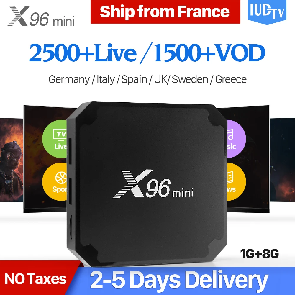 

X96 Mini IPTV Sweden Spain Italy Germany IP TV Android 7.1 1+8G IP TV Box Albania Greek Nordic UK IUDTV 1 Year IPTV Subscription