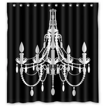 

Custom classical Chandeliers black Bathroom Waterproof Polyester Fabric Shower Curtain