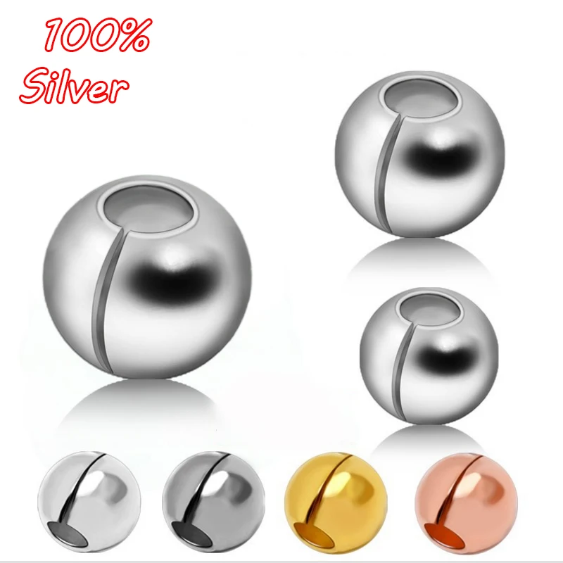 

4pcs 925 Sterling Silver Color End Cap Beads Can Open Spacer Bead Charms for Diy Jewelry Making Finding Accessories Wholesale