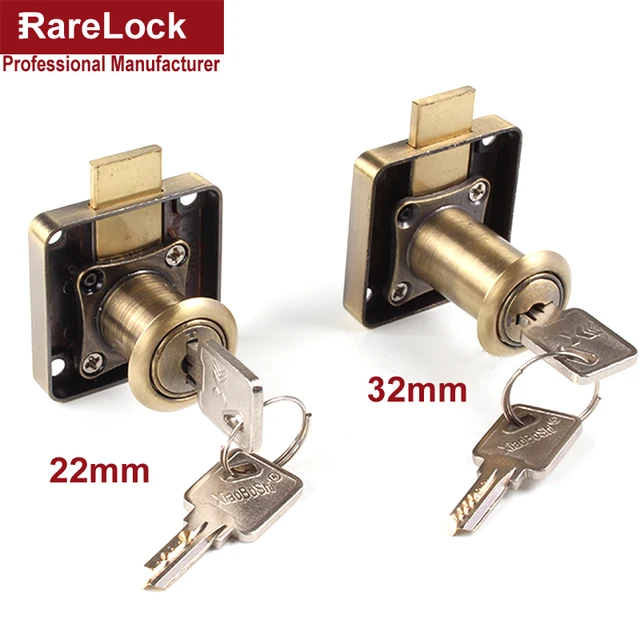 Best Offers Rarelock 22,32mm Drawer Lock Bronze Computer Key Keyed Different DIY Furniture Hardware a