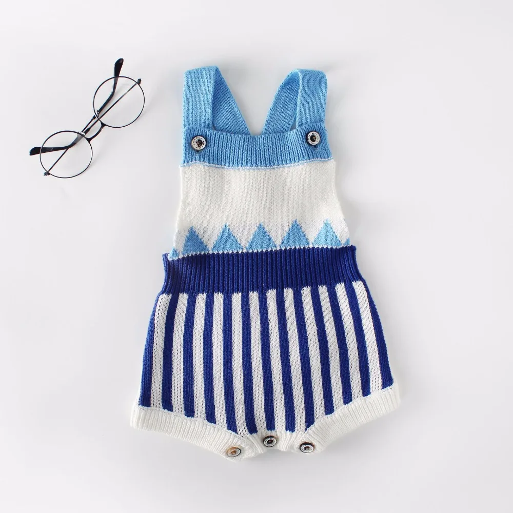 Infant Toddler Striped Knitting Sling Rompers Geometric Patterns Spring